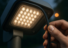 junta EPDM en luminaria exterior