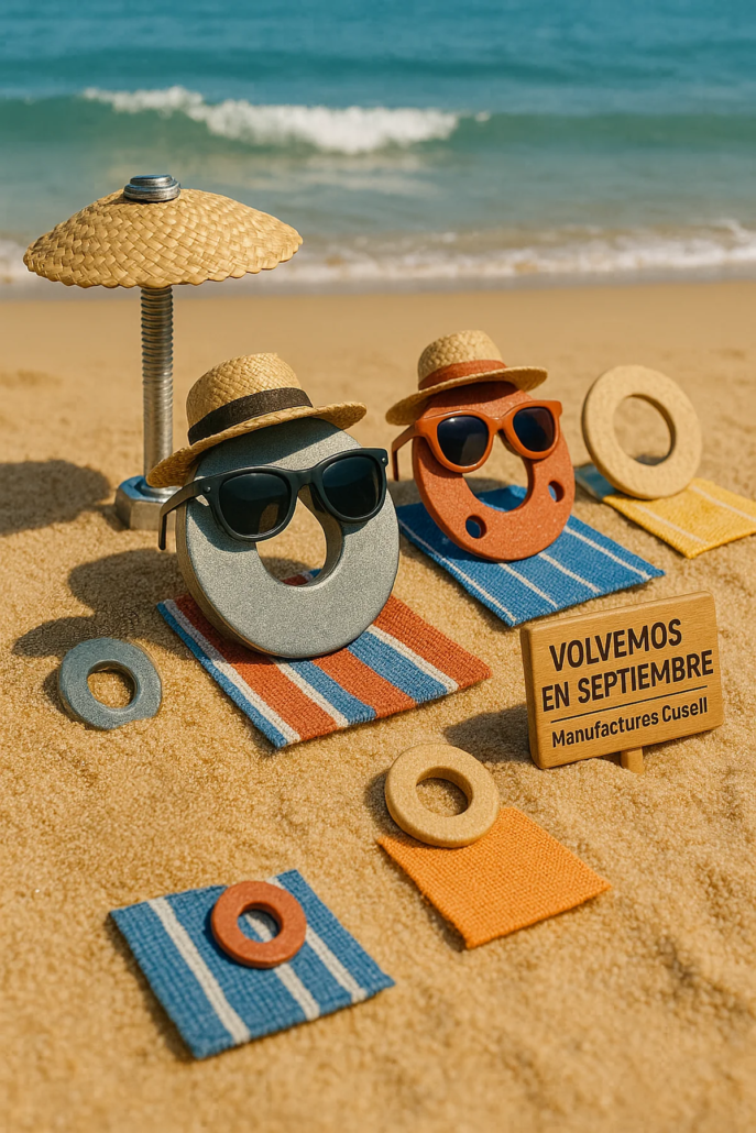 Ilustración digital foto-realista de arandelas tomando el sol en la playa.