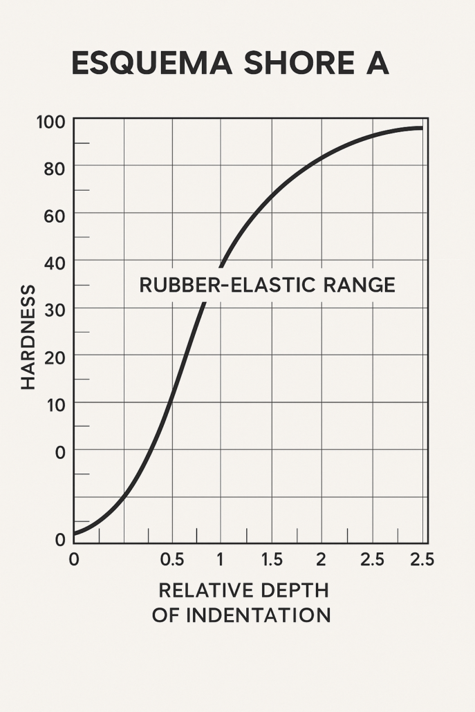 Gráfica que relaciona dureza con profundidad relativa de penetración