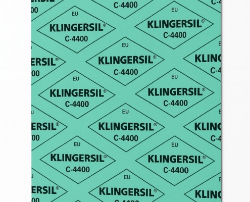 Plancha de material KLINGERSIL®sobre fondo blanco, vista superior.